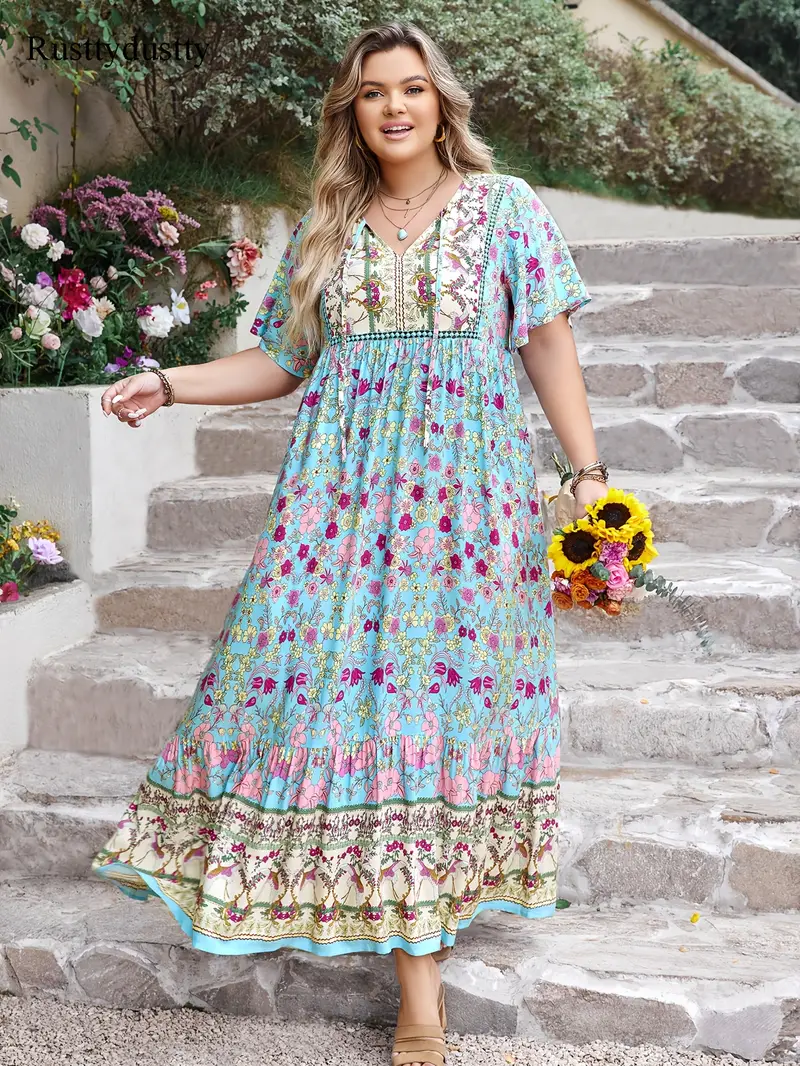 Boho Floral Maxi Dress – Plus Size