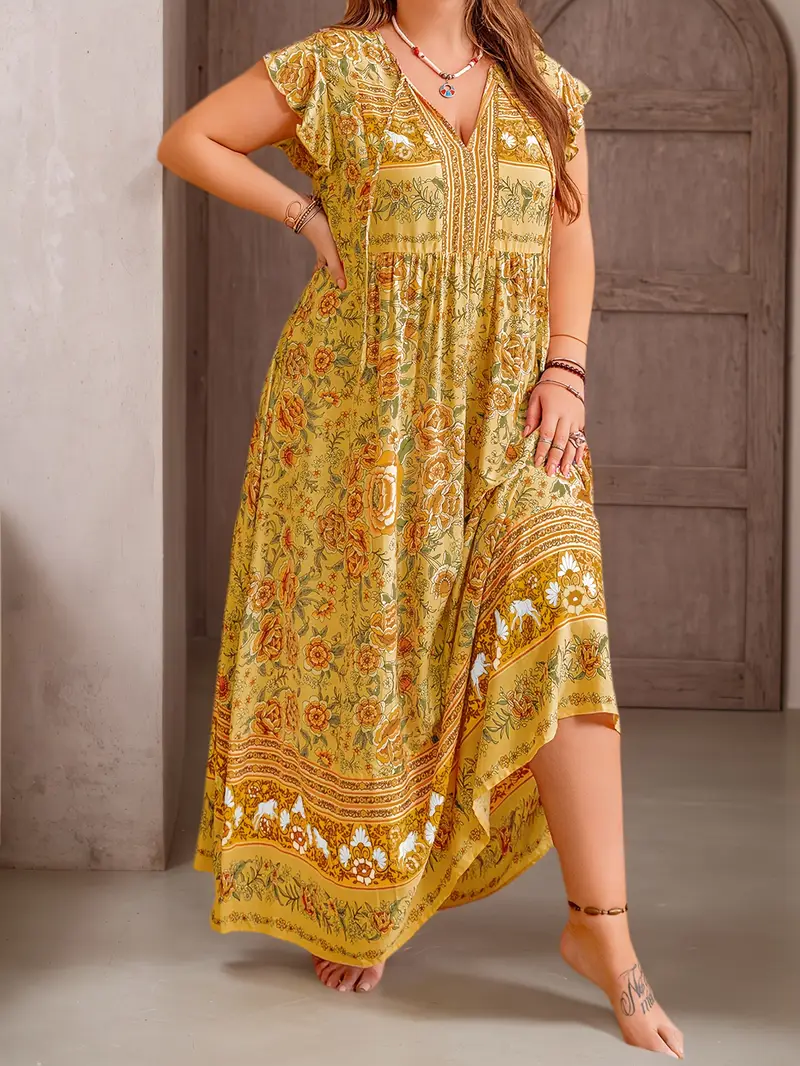 Boho Tropical Maxi Dress – Plus Size