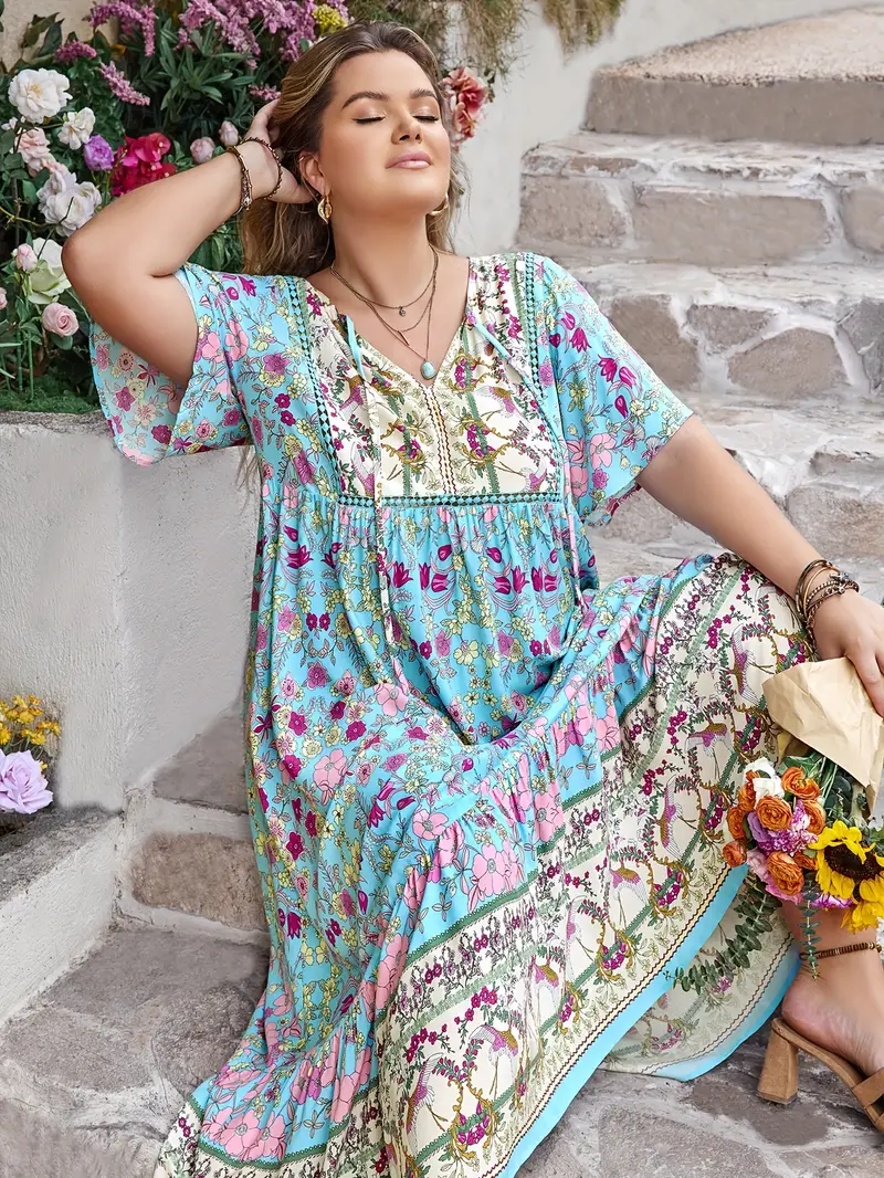 Boho Floral Maxi Dress – Plus Size – Salt&coast