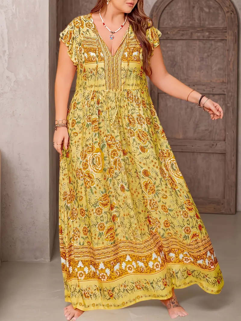 Boho Tropical Maxi Dress – Plus Size