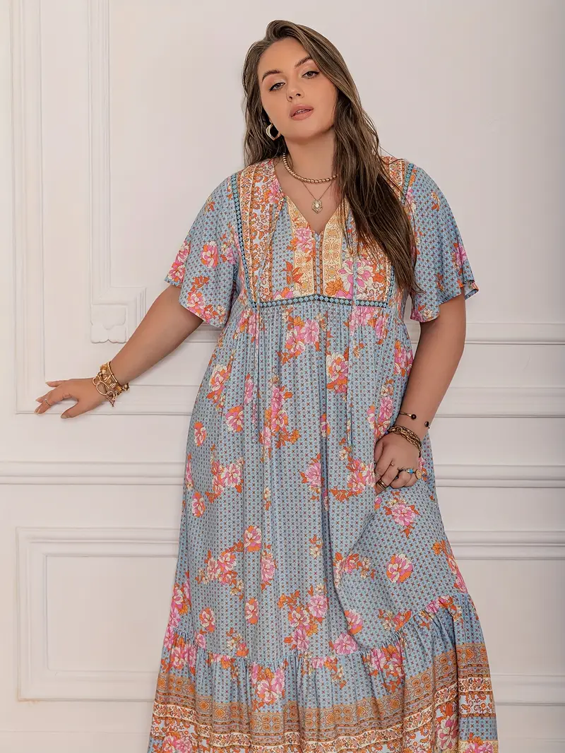 Boho Floral Maxi Dress – Plus Size – Salt&coast